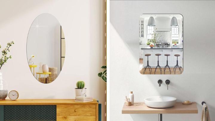 Combo of Oval Shape & Square Shape Mirror (Pack of 2) 13162