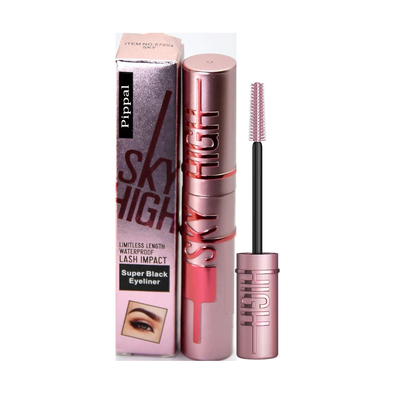 Pippal Sky High Eyeliner 1 Pcs with Mascara Ultra Volume Up Volumizing Mascara for Bold And Dramatic Lashes Long Lasting Waterproof 10Gm (Pack of 1) 6255