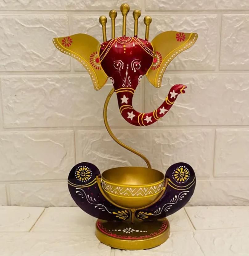 Intricately Crafted Spiritual Decor Ganesha with Tealight Candle Holder m2wvuk-pc