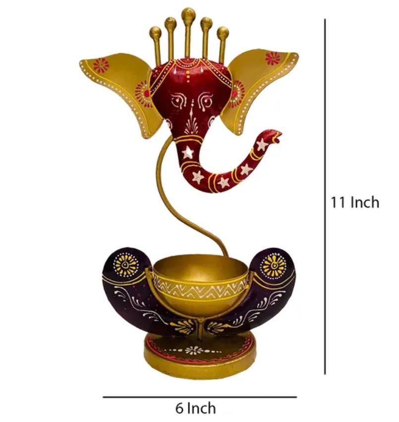 Intricately Crafted Spiritual Decor Ganesha with Tealight Candle Holder m2wvuk-pc