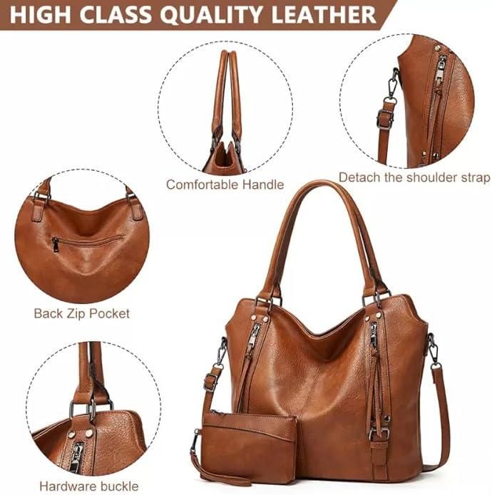 Tote Bags For Women PU Leather Hobo Bags for Women Purse Stylish 2 in 1 Handbags with Shoulder Strap Ladies Office Bag m2wvuk-pc