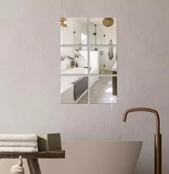 Big Square Silver 3D Acrylic Mirror Wall Sticker (Pack of 1) m2wvuk-pc