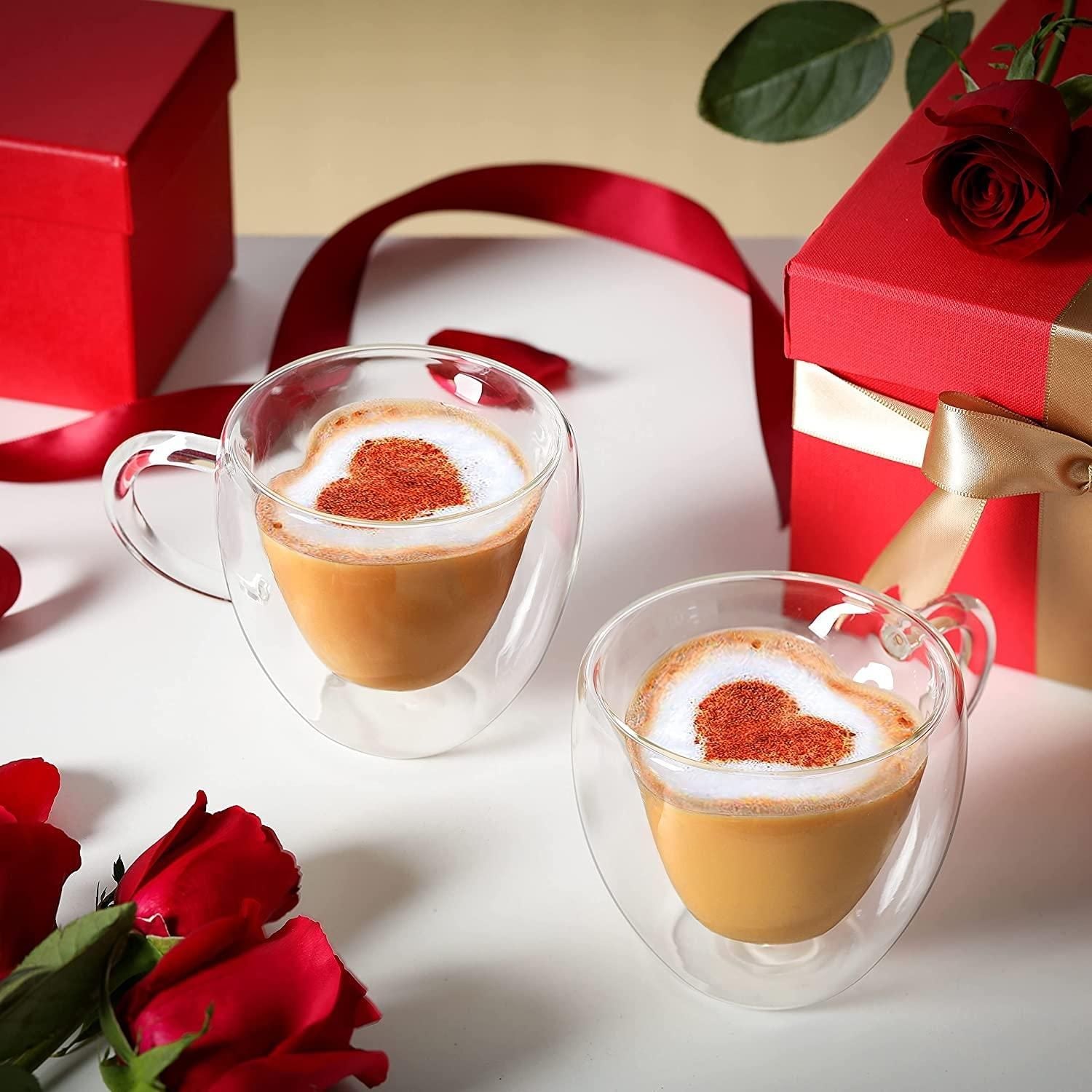 High Borosilicate Heart Shape Double Wall Glass (Pack of 1) m2wvuk-pc