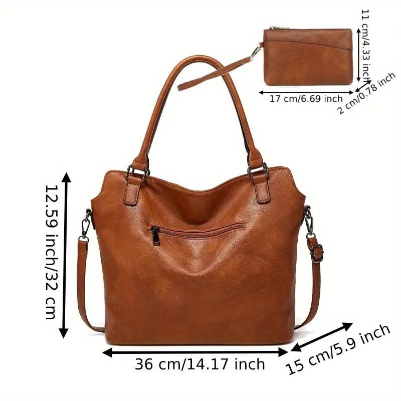 Tote Bags For Women PU Leather Hobo Bags for Women Purse Stylish 2 in 1 Handbags with Shoulder Strap Ladies Office Bag m2wvuk-pc