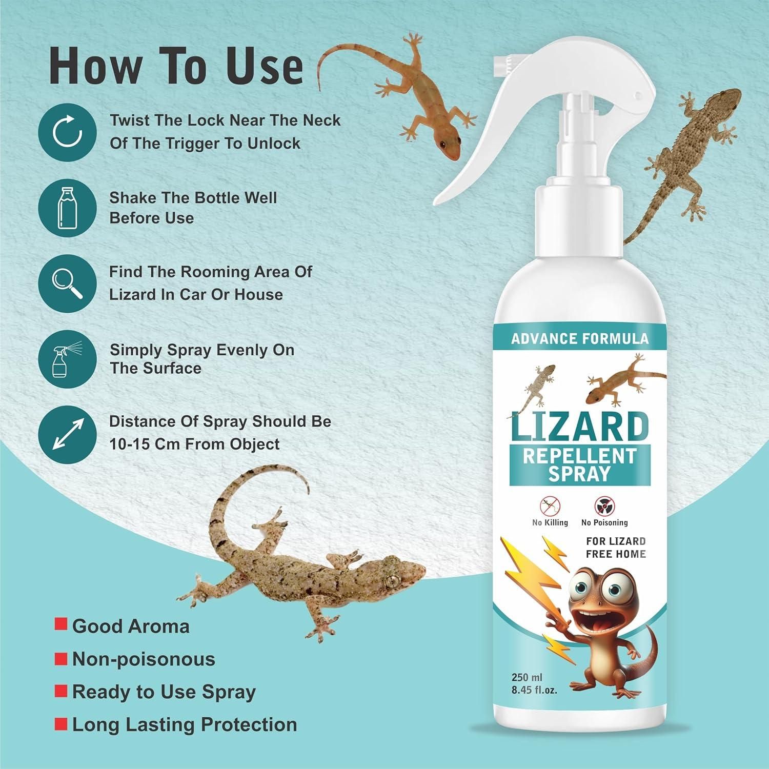 Lizard Repellent for Home Spray Pest Control 250ML (Pack of 2) m2wvuk-pc