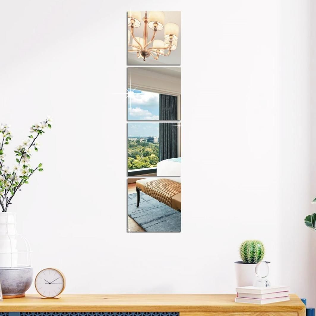 Big Square Silver 3D Acrylic Mirror Wall Sticker (Pack of 1) m2wvuk-pc