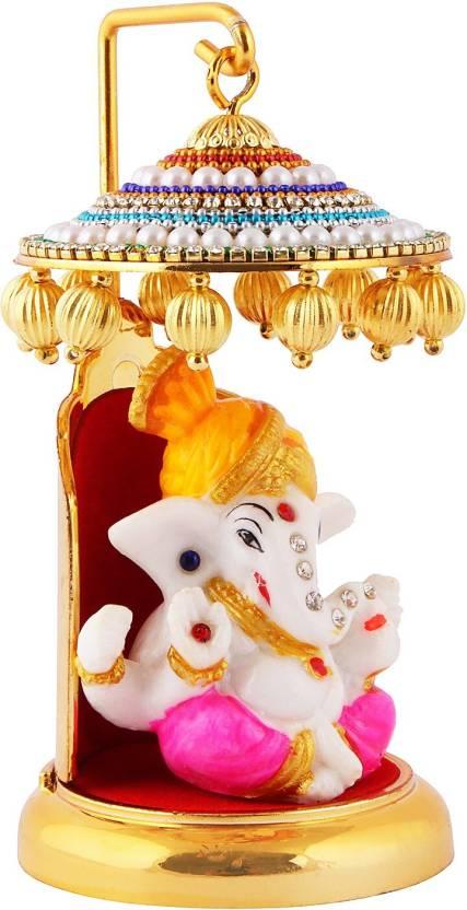 Ganesh Ji Idol Statue for Car Dashboard Showpiece - 6 cm  (Polyresin, Multicolor) m2wvuk-pc