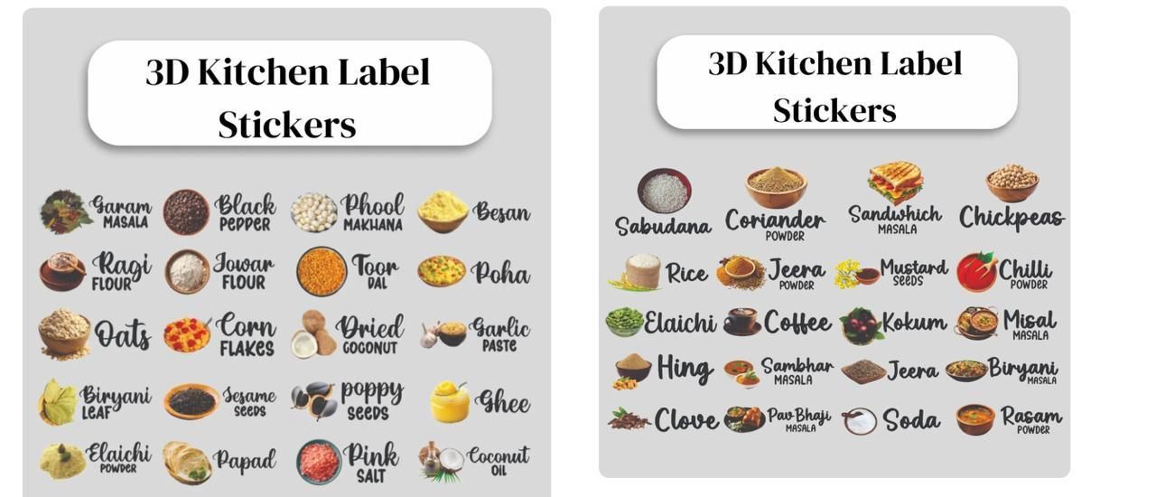Waterproof Kitchen Spice Jar Label Stickers (Pack of 1 - 60 Stickers) m2wvuk-pc